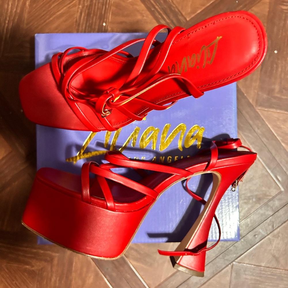 Red Platform Heels - Picture 3 of 4
